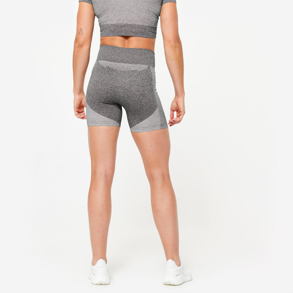 Short de fitness seamless et taille haute, noir