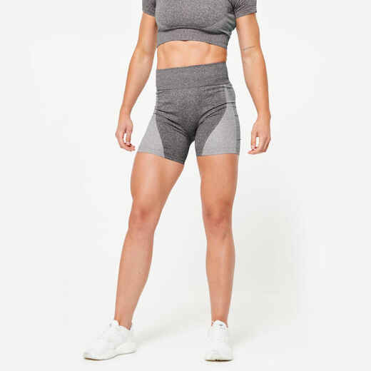 
      Seamless High-Waisted Fitness Bike Shorts - Grey
  