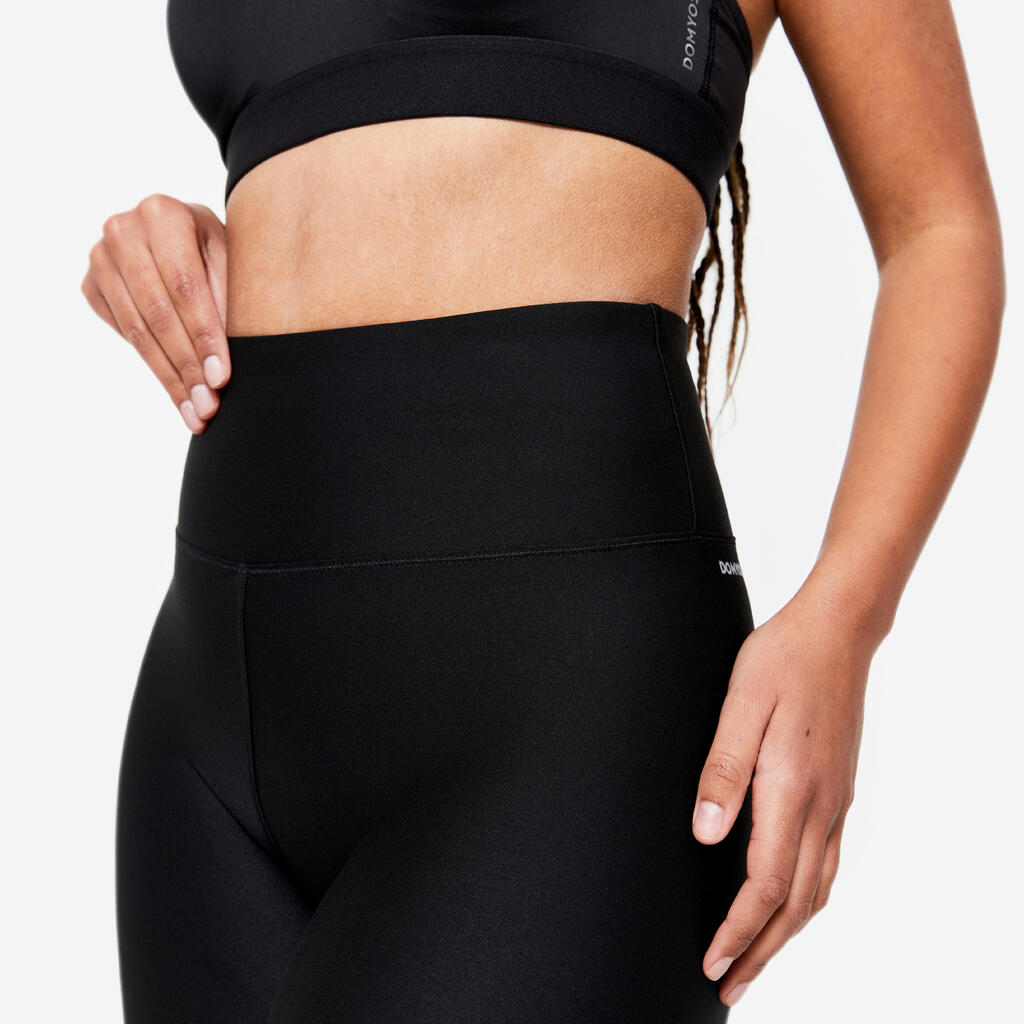 Legging de fitness taille haute femme, noir fumé