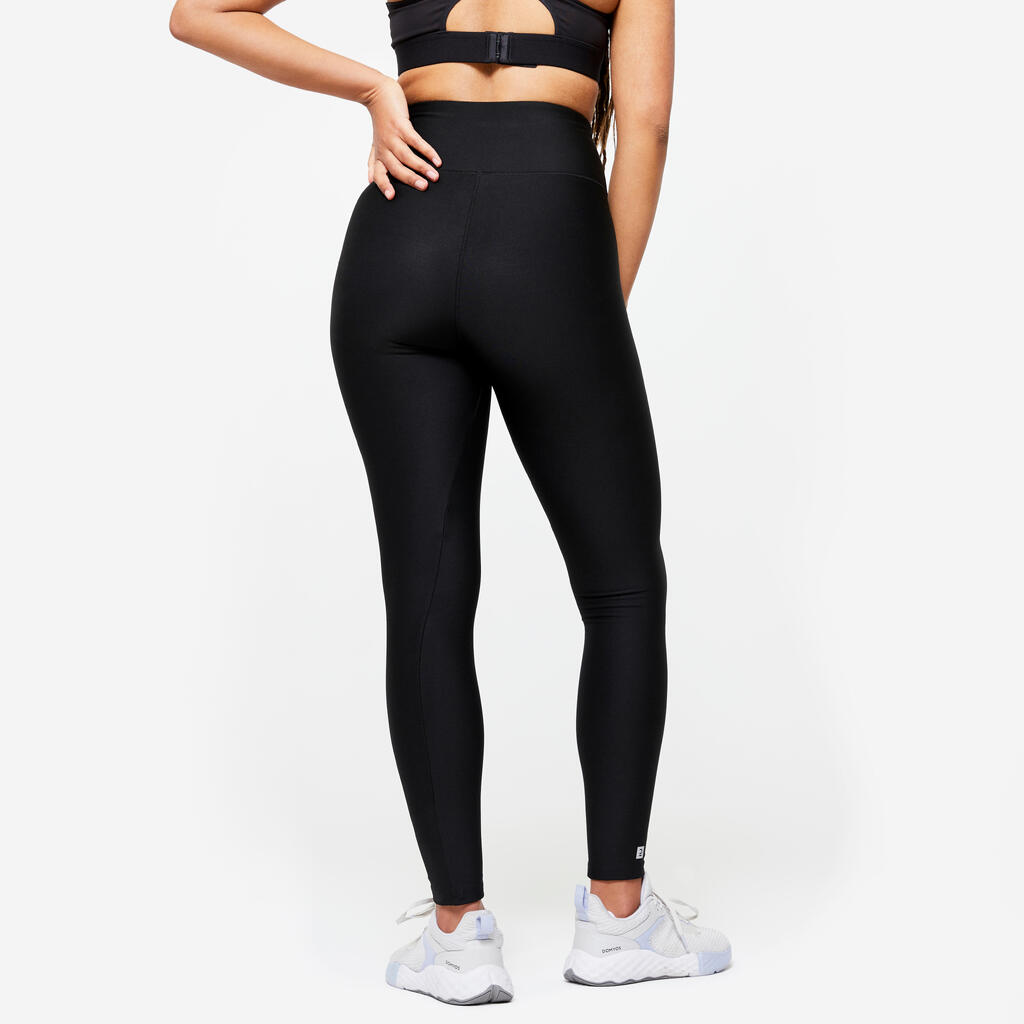 Legging de fitness taille haute femme, bleu noir