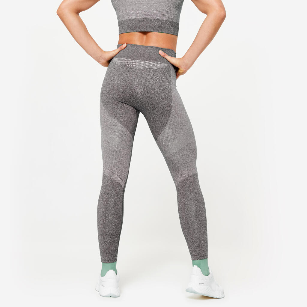 High-Waisted Seamless Fitness Leggings with Phone Pocket - Green