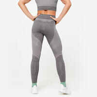 High-Waisted Seamless Fitness Leggings with Phone Pocket - Grey