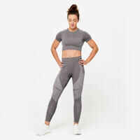 High-Waisted Seamless Fitness Leggings with Phone Pocket - Grey