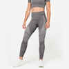 Leggings mit hoher Taille und Smartphonetasche Fitness seamless Damen - grau