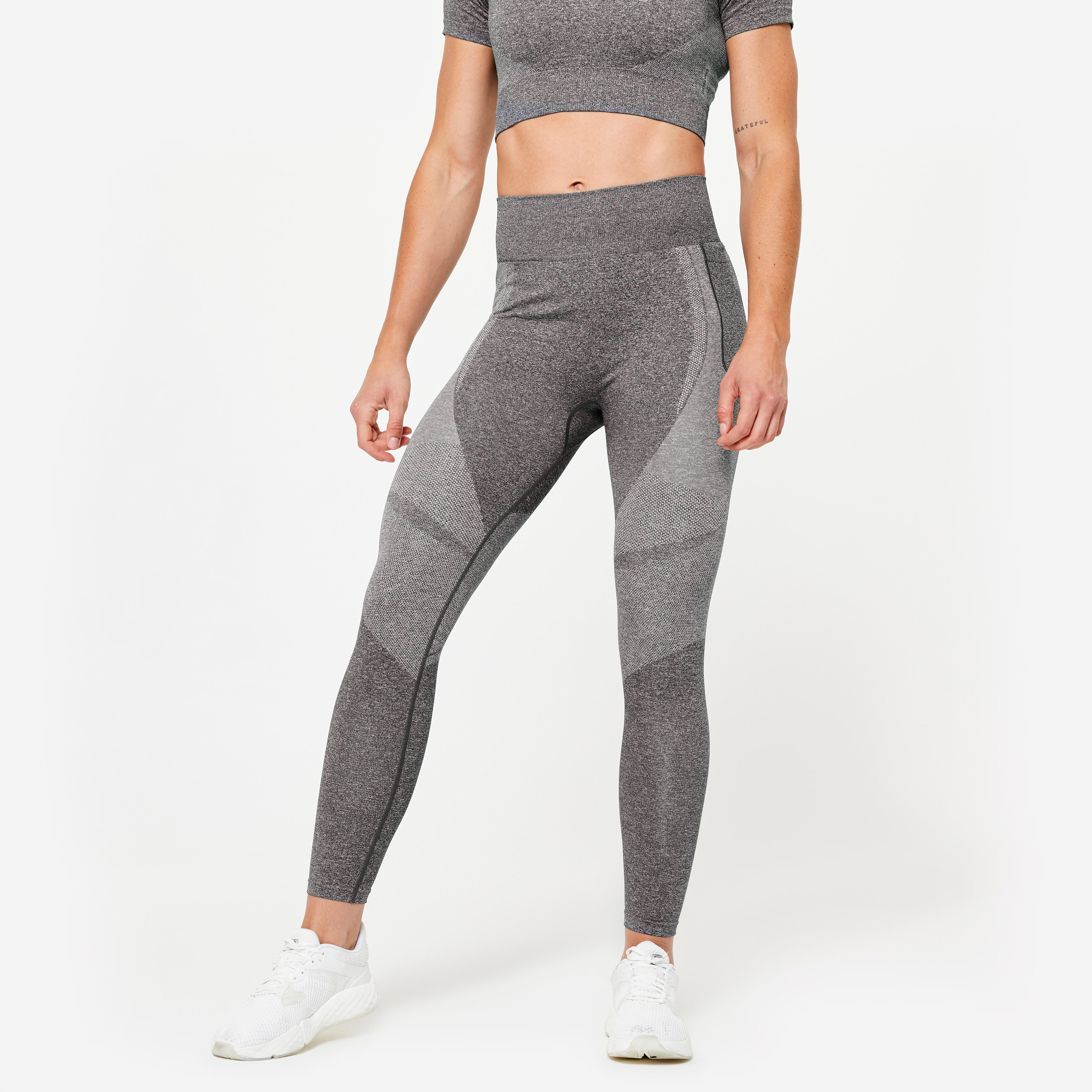 Legging a vita alta con tasca per telefono Fitness Seamless Grey