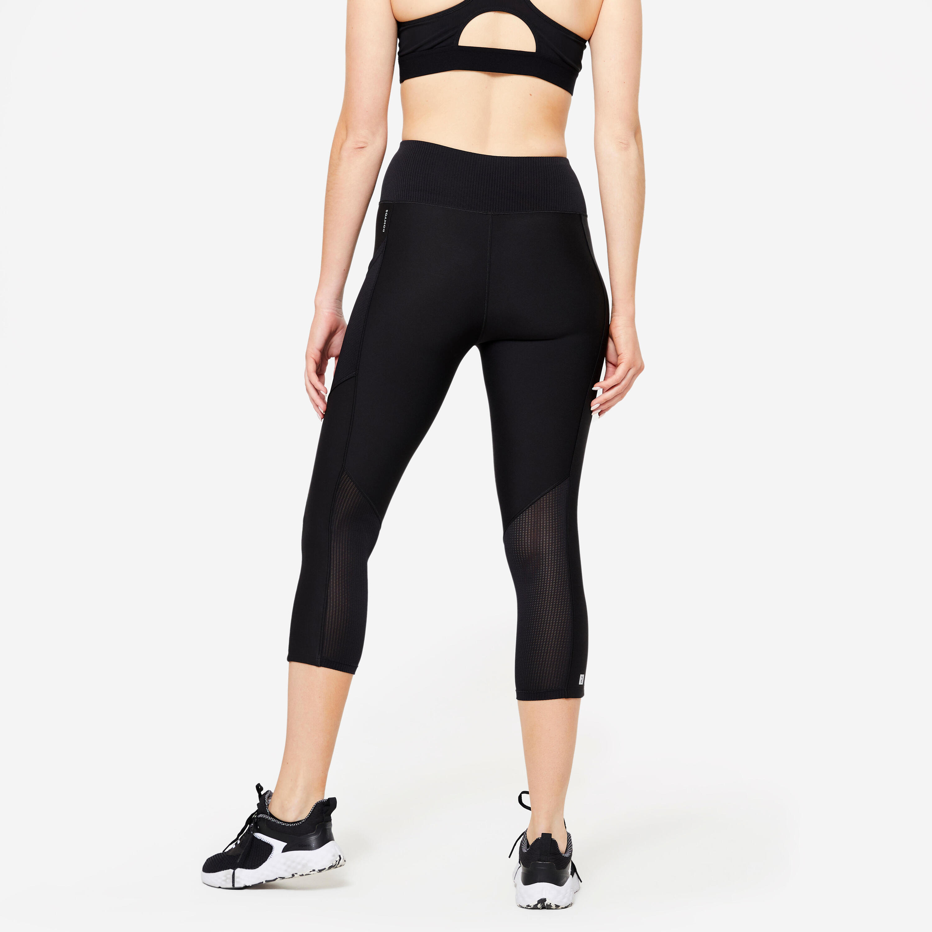 Leggings 7/8 donna fitness 120 vita alta neri 4/6