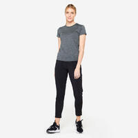 Pantalon jogging coupe carotte Fitness Cardio Femme Noir