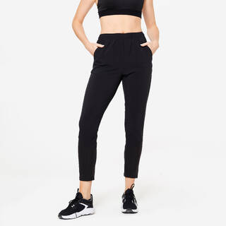 Stretchable, Quick Dry, Light, 2 Pocket, Slim Fit- Women Gym Trackpant Black