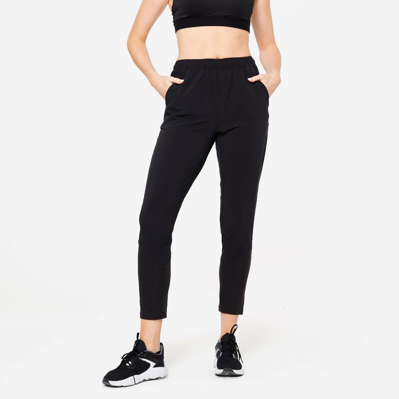 Pantalon jogging coupe carotte Fitness Cardio Femme Noir
