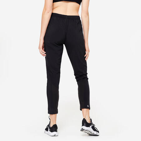 Pantalon jogging coupe carotte Fitness Cardio Femme Noir