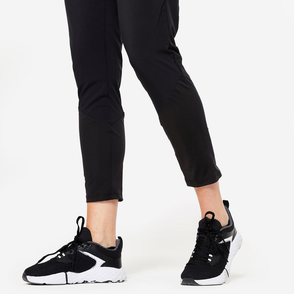 Pantalon jogging coupe carotte Fitness Cardio Femme Noir