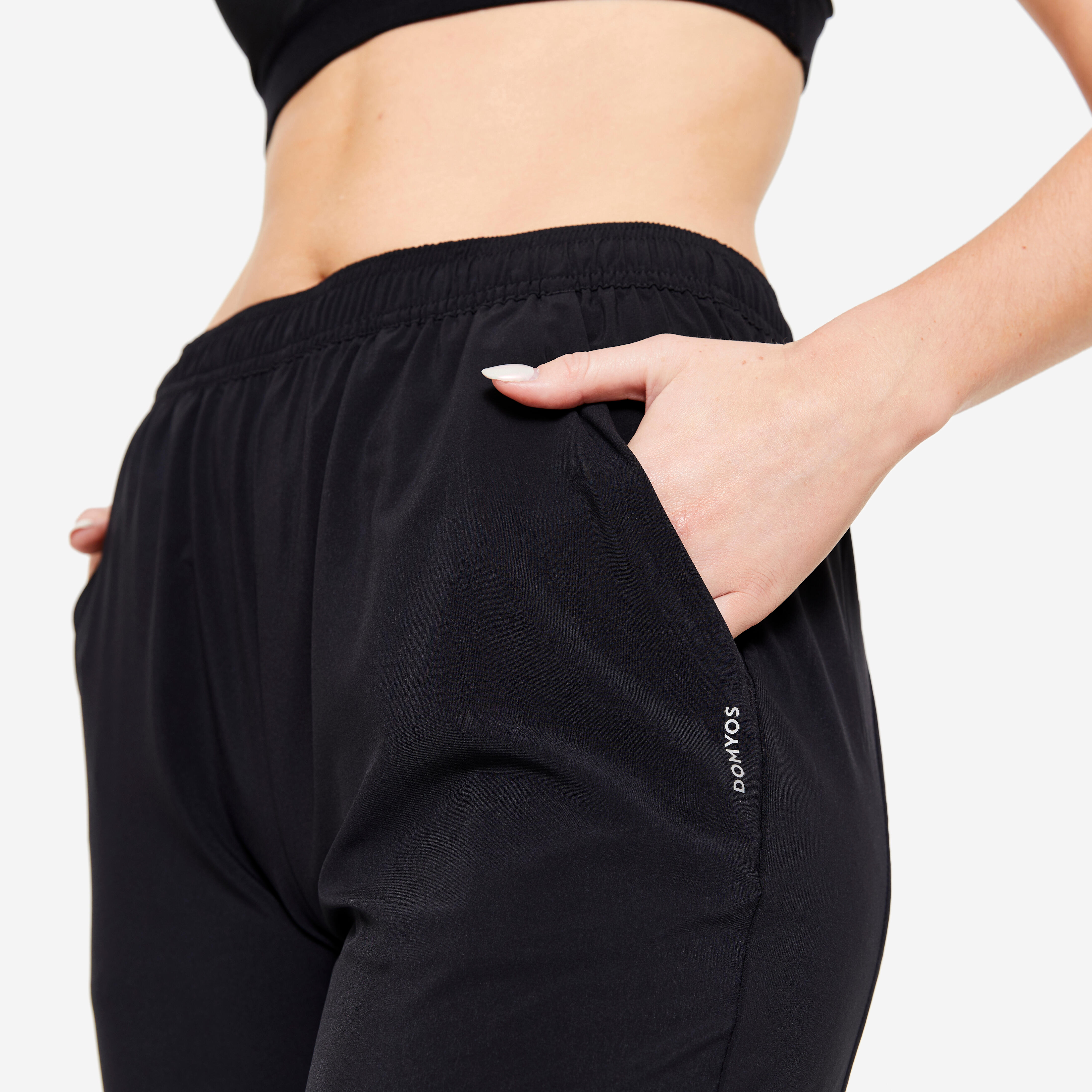 Stretchable, Quick Dry, Light, 2 Pocket, Slim Fit- Women Gym Trackpant Black