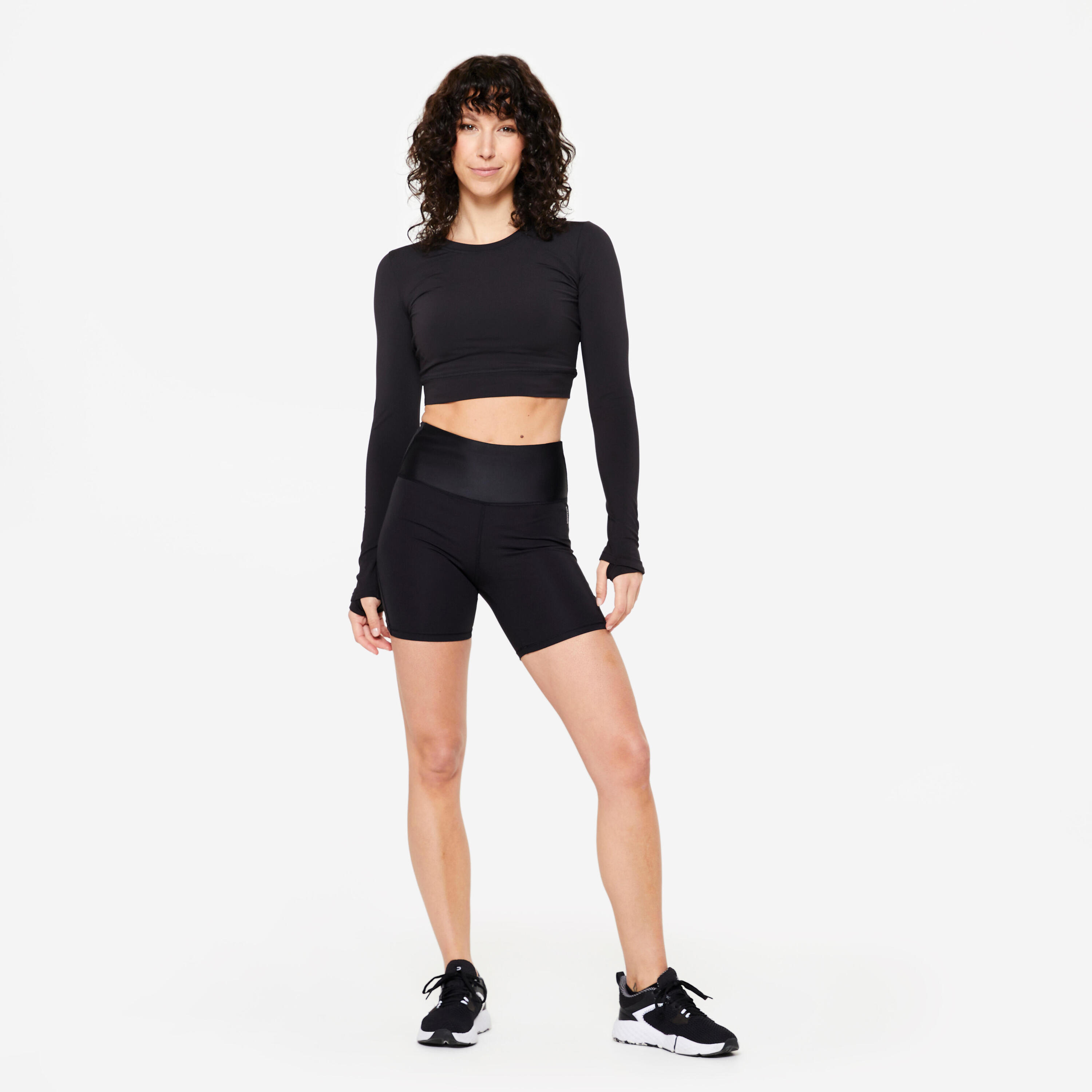 Flatterende short voor cardiofitness met hoge taille zwart 2/5