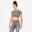 Tricou seamless 900 Fitness Crop Top fără cusături Gri Damă 