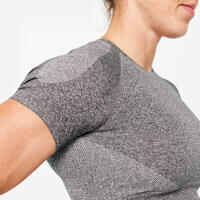 Seamless Short-Sleeved Cropped Fitness T-Shirt - Grey