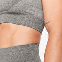 Seamless Short-Sleeved Cropped Fitness T-Shirt - Grey