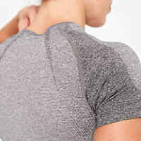 Seamless Short-Sleeved Cropped Fitness T-Shirt - Grey