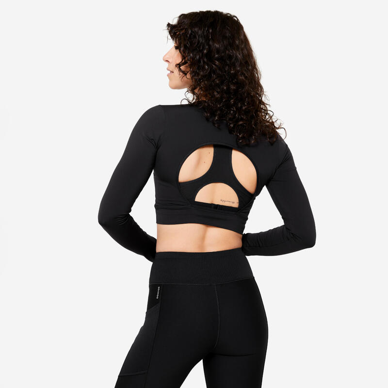 Dámské fitness tričko s dlouhým rukávem Crop top