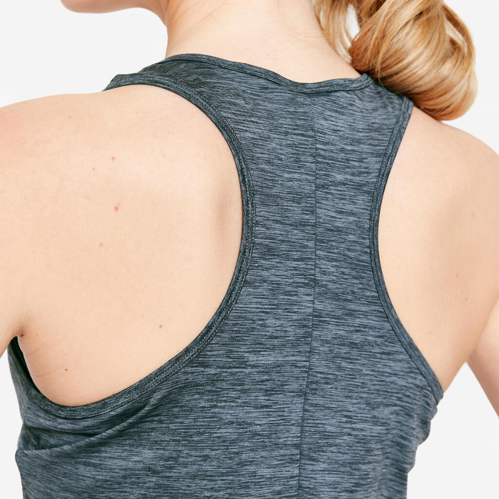 Women's Muscle Back Fitness Cardio Tank Top My Top - Mottled Grey