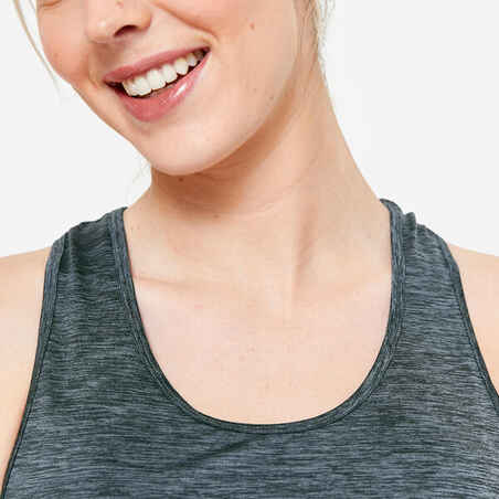 Women's Muscle Back Fitness Cardio Tank Top My Top - Mottled Grey