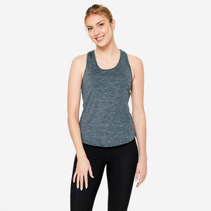 Camiseta Sin Mangas Fitness Cardio Mujer Gris Oscuro Espalda Natación