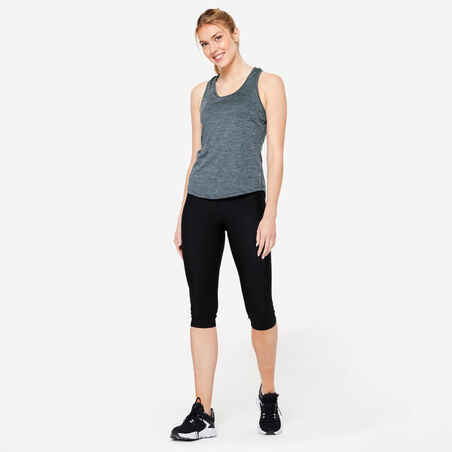 Women's Muscle Back Fitness Cardio Tank Top My Top - Mottled Grey