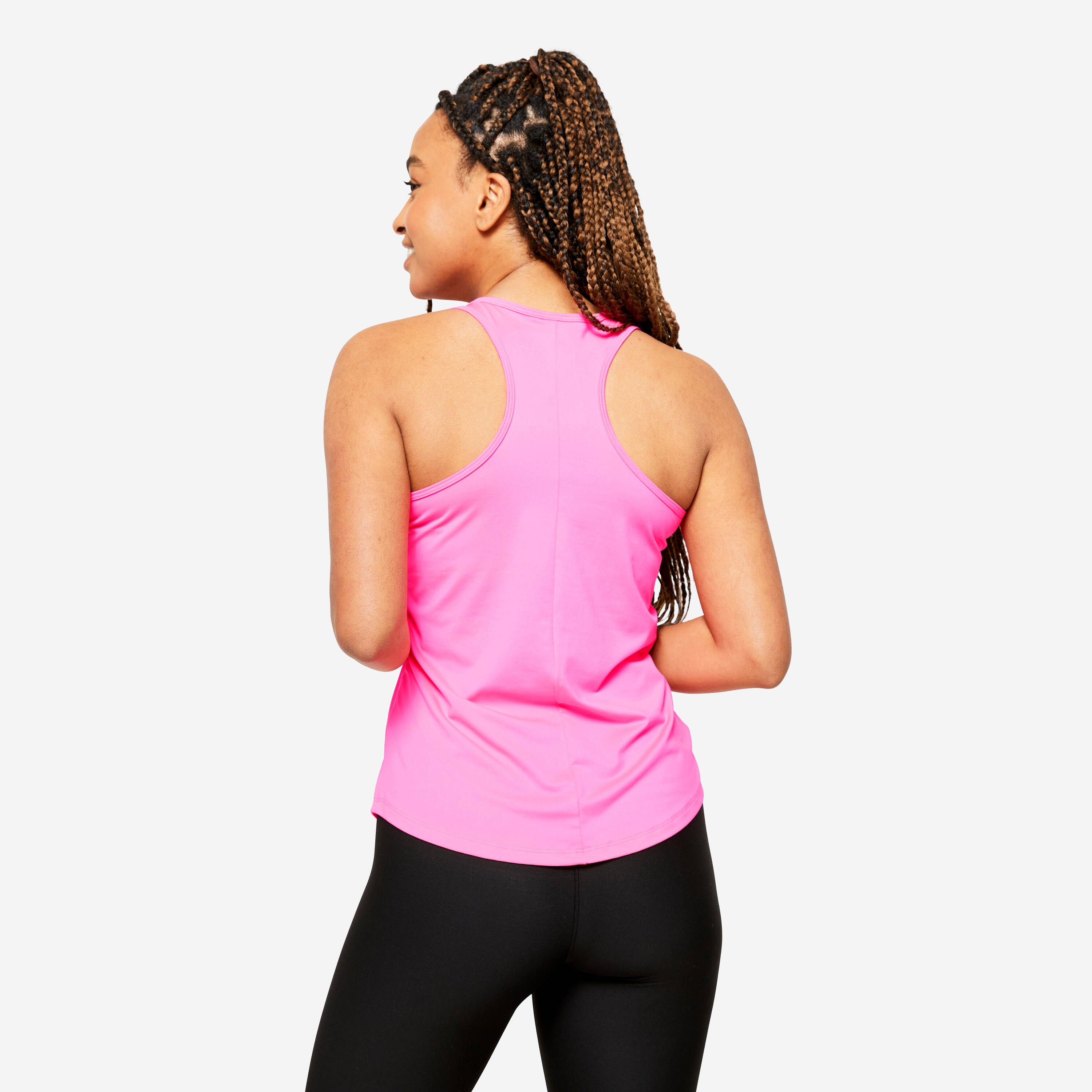 Women's Muscle Back Fitness Cardio Tank Top - Neon Pink -  5