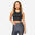 Camiseta Fitness tirantes crop top Mujer Domyos 100 negro