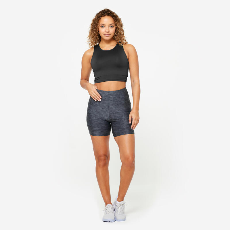 Débardeur crop top fitness cardio Femme Noir