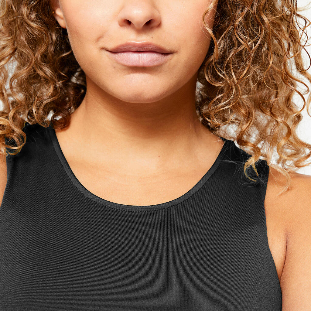 Playera de fitness tipo crop top sin mangas azul para mujer