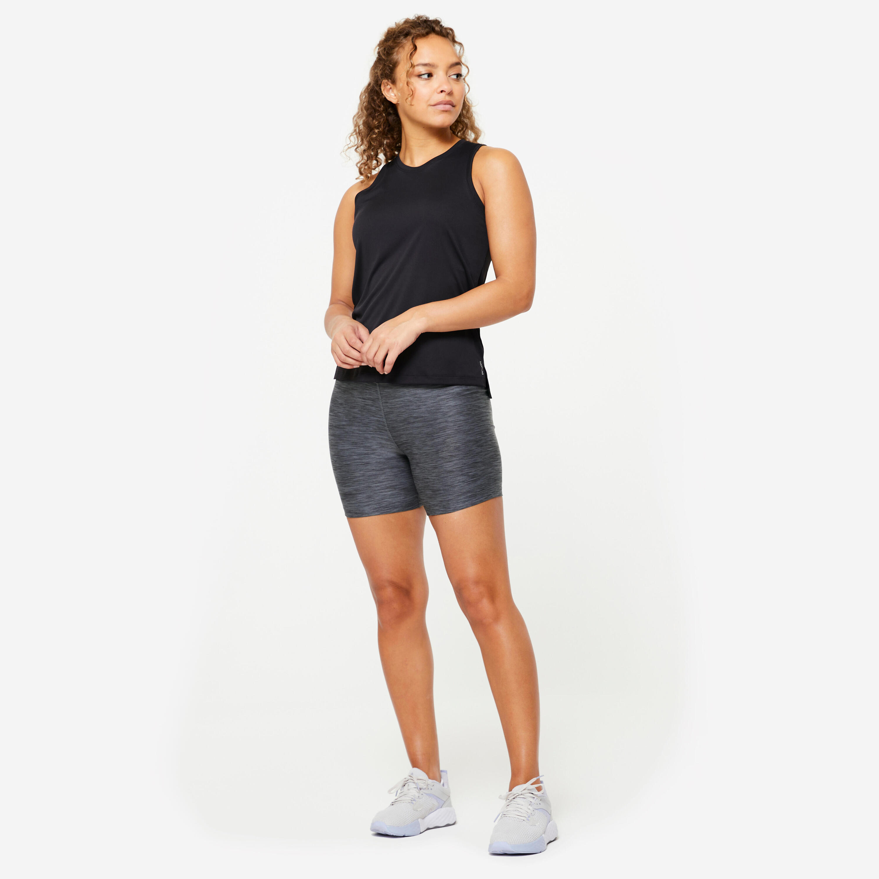 Fitness top voor dames recht model zwart 2/6