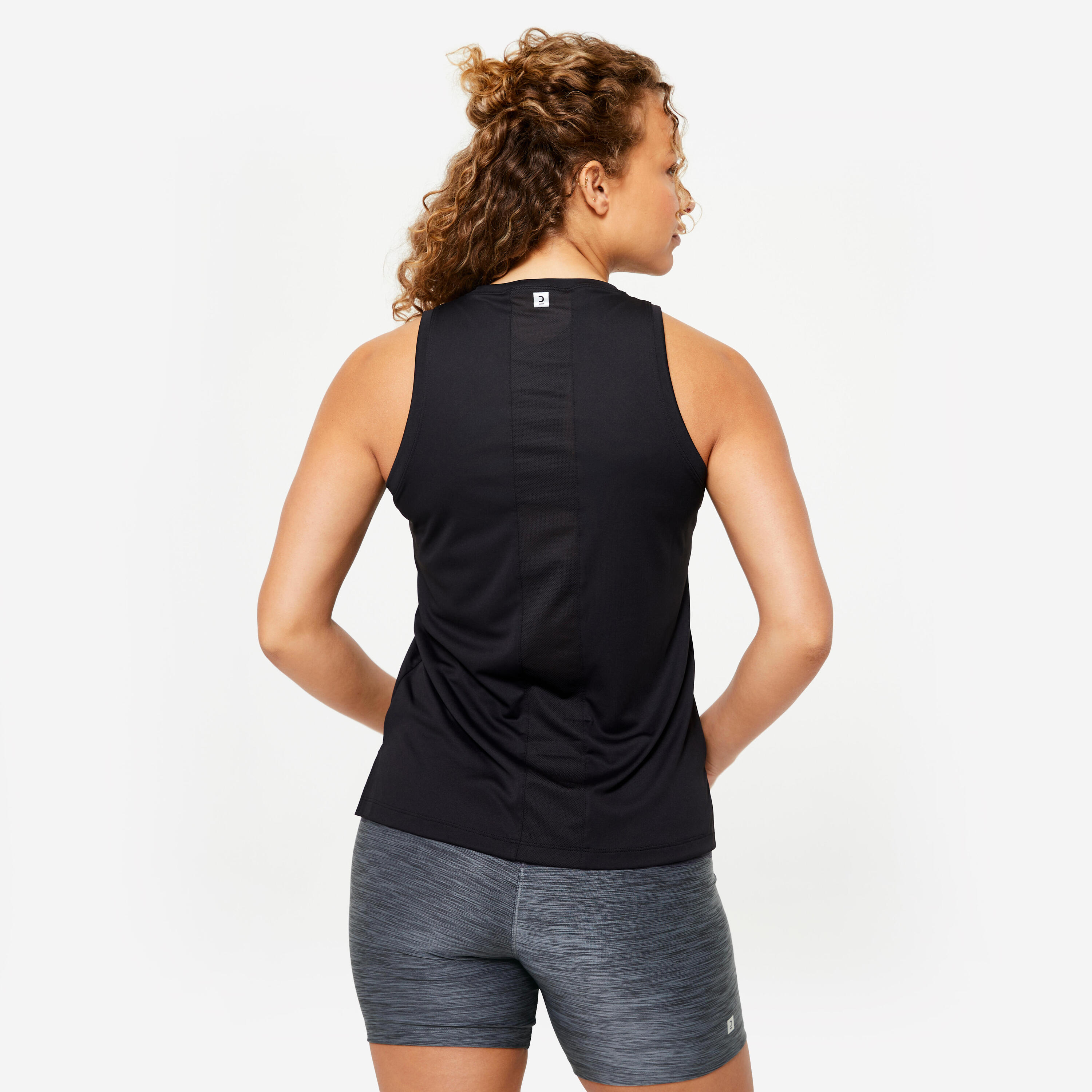 Fitness top voor dames recht model zwart 4/6