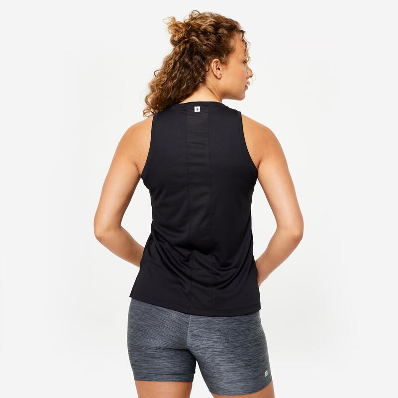 Camiseta fitness tirantes Mujer Domyos 120 negro