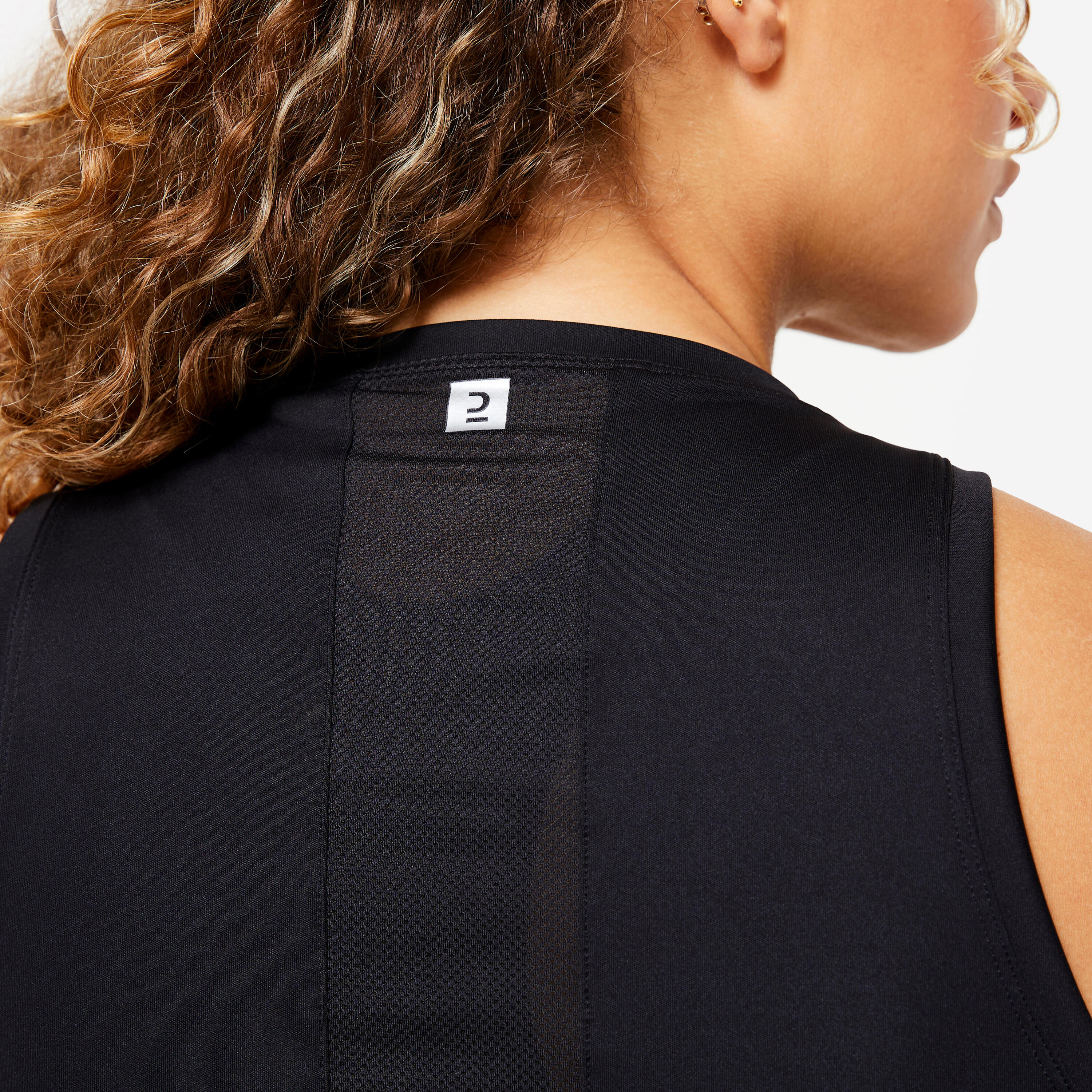 Fitness top voor dames recht model zwart 3/6