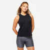 Γυναικείο αμάνικο μπλουζάκι σε ίσια γραμμή για cardio fitness - Μαύρο 