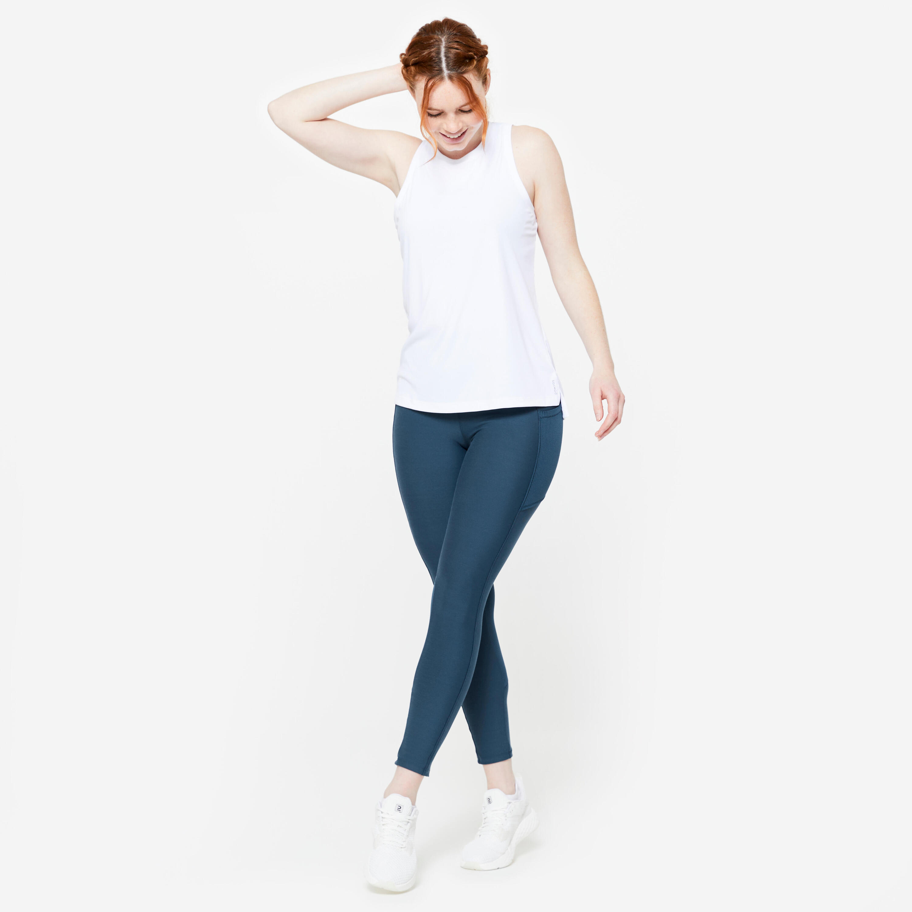 Débardeur de fitness coupe droite femme, blanc ultra 2/6