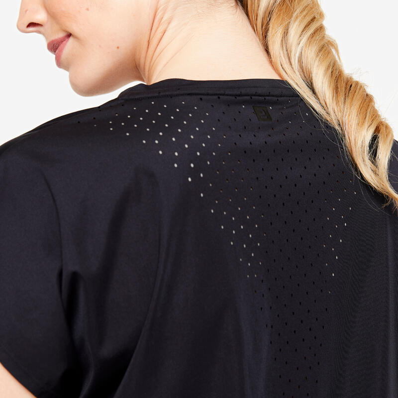 Tricou larg cardio training Negru Damă