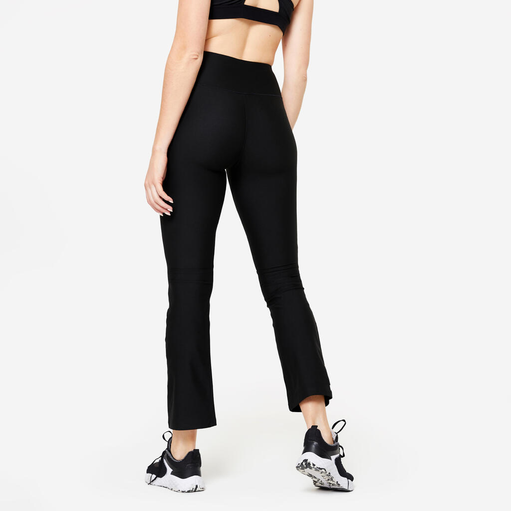 Legging de fitness bas droit femme, noir fumé