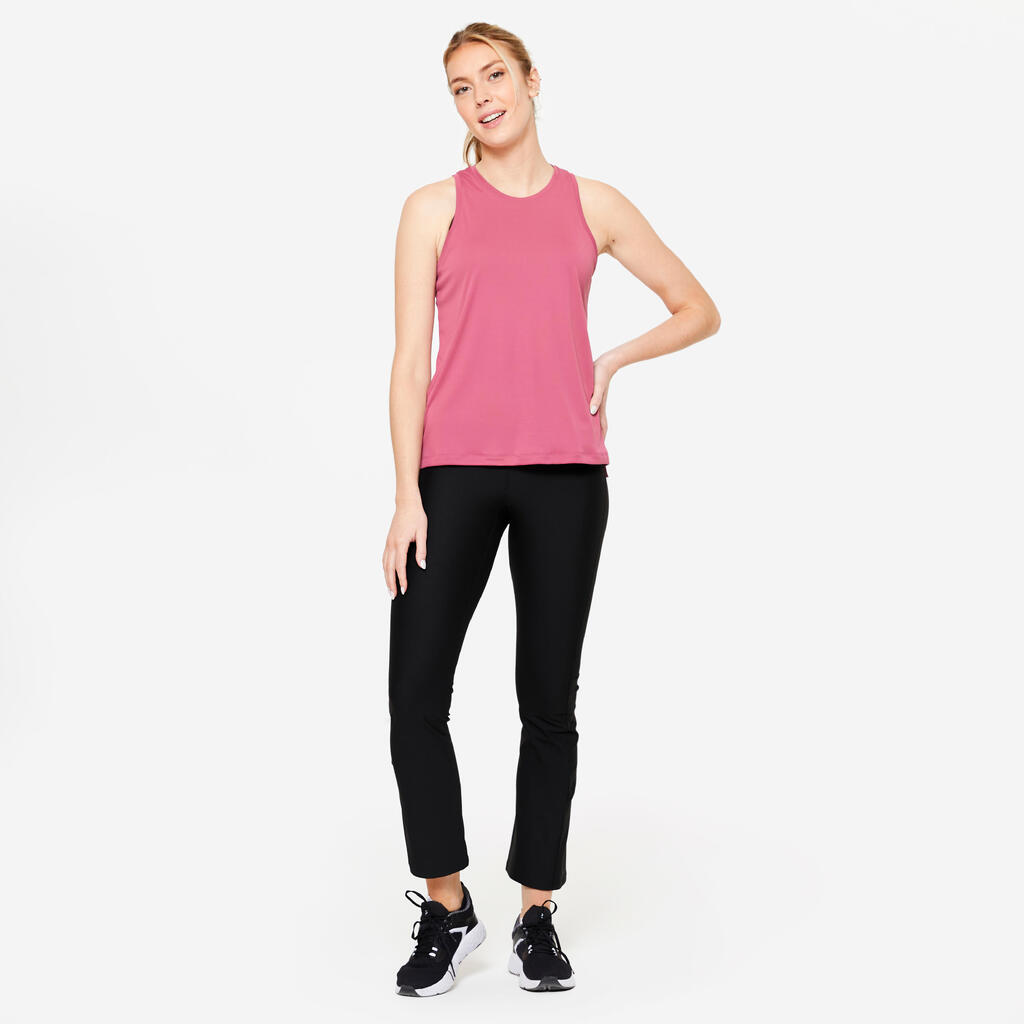 Legging de fitness bas droit femme, noir fumé