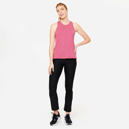 Legging de fitness bas droit femme, noir fumé