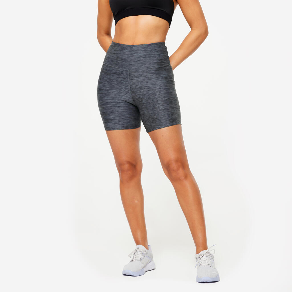 Short Cardio Training Mujer Gris Jaspeado Ajustado