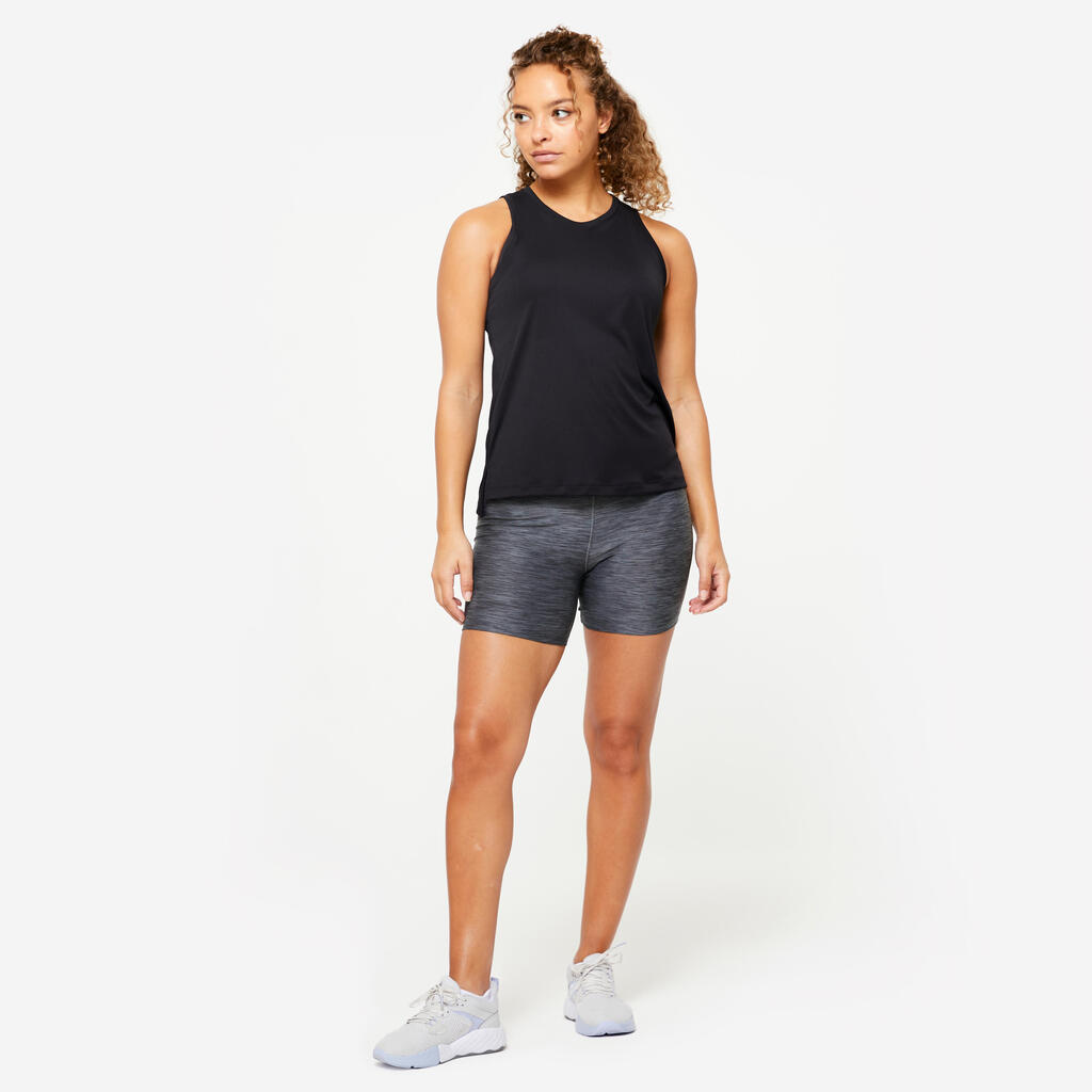 Licra corta de fitness con bolsillo para Mujer Domyos 100 gris