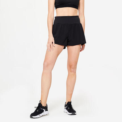 2-in-1 Shorts Damen - dunkelgrün