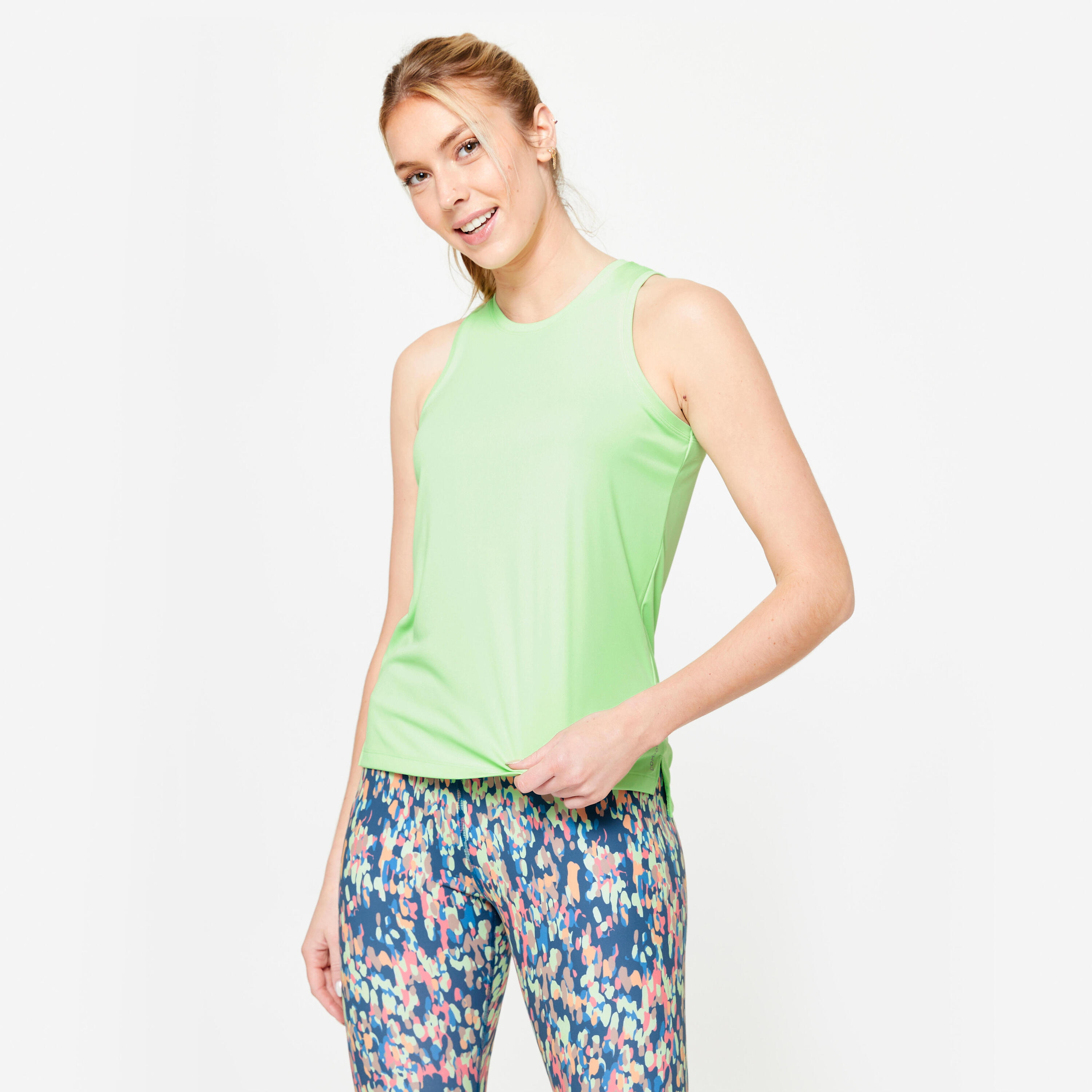 DOMYOS Canotta donna palestra 120 ESSENTIAL regular fit traspirante verde