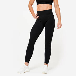 Women's high-waisted seamless push-up sports leggings, black