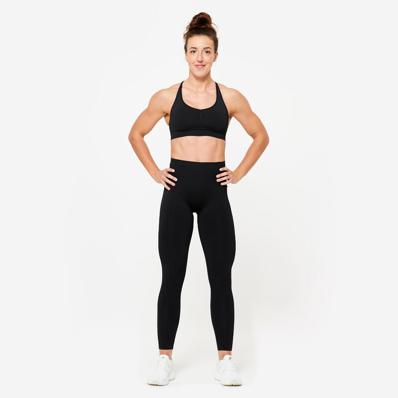 Colanți Seamless Fitness cardio Effect Push Up Negru Damă