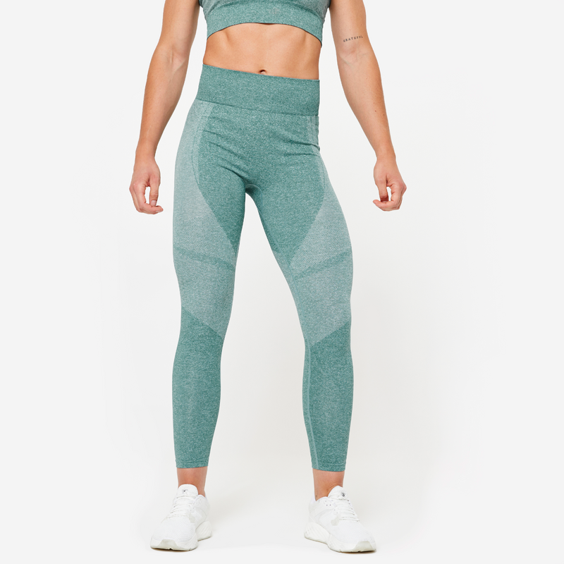 Legging taille haute sans couture Femme turquoise pour les clubs et collectivites Decathlon Pro