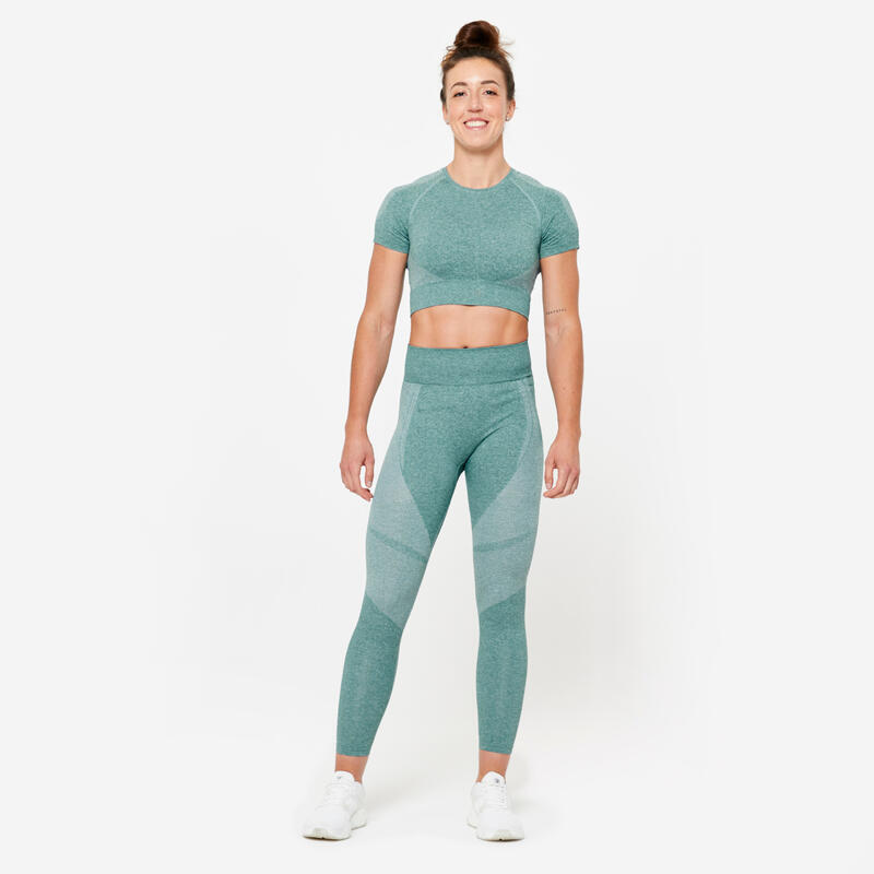 Tee shirt crop top femme - turquoise