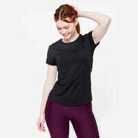 Women's Short-Sleeved Cardio Fitness T-Shirt - Black