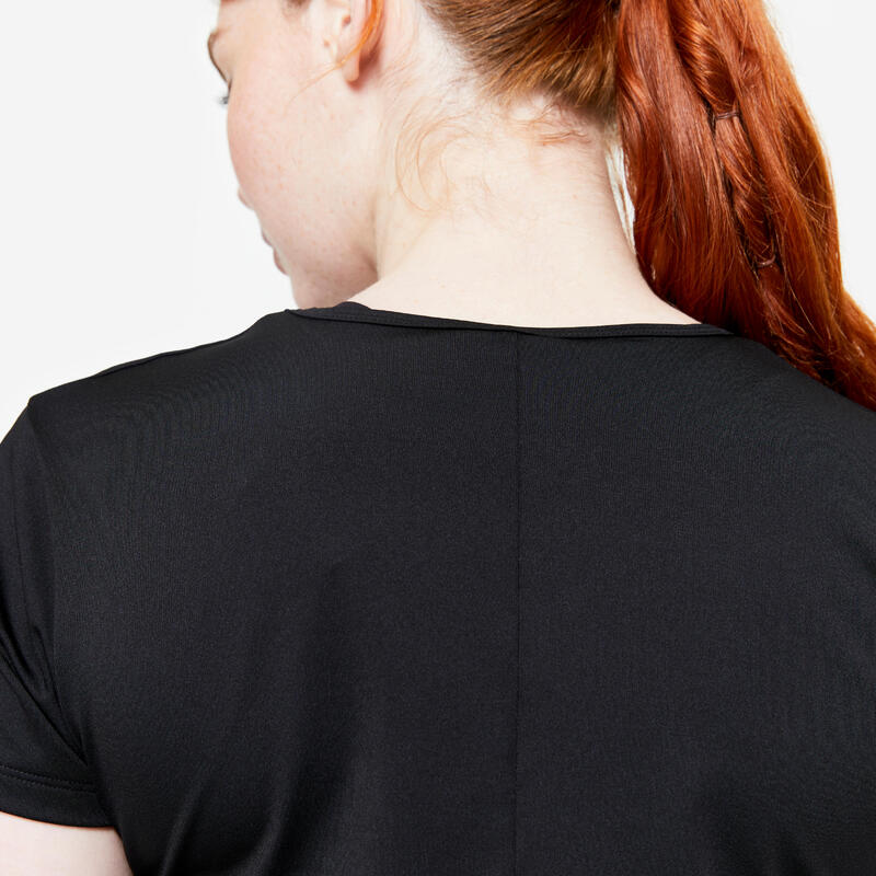 T-shirt nera donna palestra 100 regular fit traspirante